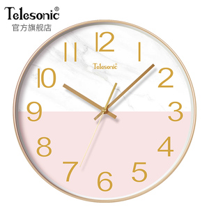 TELESONIC/天王星创意静音挂钟现代石英钟表居家客厅时钟简约挂表