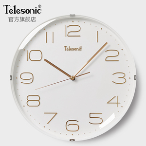 TELESONIC/天王星简约挂钟日系客厅静音石英钟表北欧装饰时钟挂表