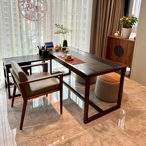 新中式阳台茶桌2024新款小型高端家用实木胡桃木休闲泡茶台家具