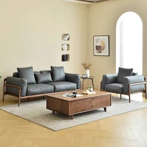 胡桃木实木新中式沙发客厅2024新款高端布真皮双人沙发禅意别墅区