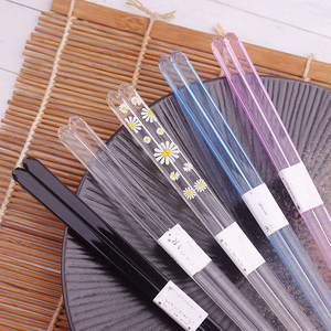 日式透明筷子尖头网红款彩色亚克力树脂筷家用情侣洗碗机樱花筷