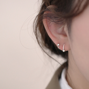 小麋人925简约冷淡风耳钉女纯银耳饰弹簧高级感耳环时尚气质耳圈