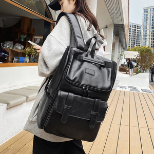 时尚大容量双肩包PU通勤背包百搭新款潮牌学生背包旅行包电脑书包