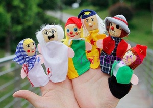 外贸六种职业手指偶小号手指玩偶指尖上的玩具农民 医生 小丑