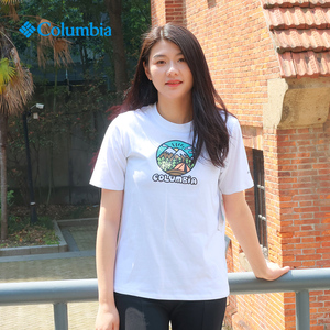 Columbia哥伦比亚春夏户外运动吸湿透气休闲圆领短袖T恤女AR0222