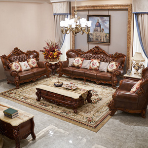 欧式沙发123组合高档奢华客厅套装全屋别墅头层牛皮实木家具美式