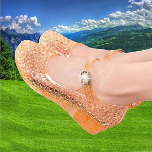 凉鞋女塑料水晶果冻坡跟夏胶防水软底2024新款妈妈鞋防滑雨天可穿