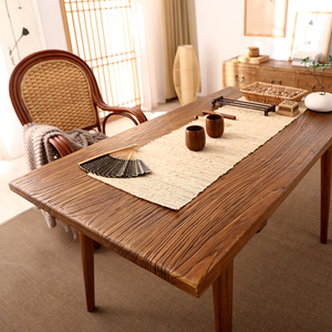 新中式实木复古老榆木家用小户型个性餐桌长条桌办公书桌禅意茶台