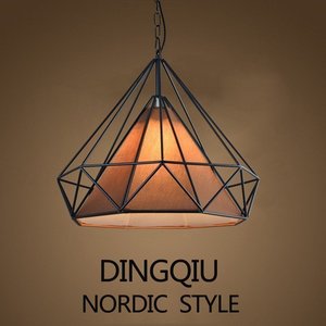北欧餐厅吊灯创意个性钻石吊灯单头美式复古吧台灯loft工业风灯具