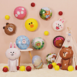 儿童宝宝周岁背景Line布朗熊可妮兔成人生日派对气球布置用品