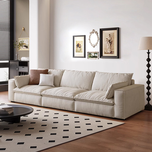 现代简约沙发布艺大小户型客厅极简直排法式猫爪皮布棉麻落地沙发