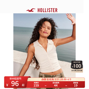 Hollister24夏季新款美式辣妹修身无袖Polo衫T恤 女 KI339-4060
