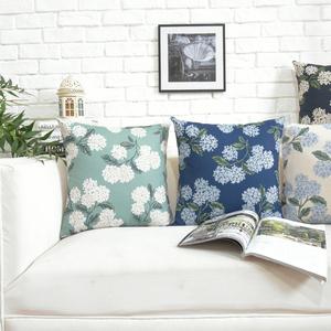 美式花卉抱枕绿色植物靠垫棉麻布艺沙发客厅座椅腰靠垫床头大靠枕