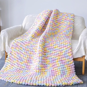 大球球线编织盖毯毛毯手工diy毛毛球团手织被子地毯毛线沙发坐垫