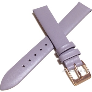 铁达时正品TITUS皮带女款手表带浅紫色16mm宽度无纹理真牛皮表链