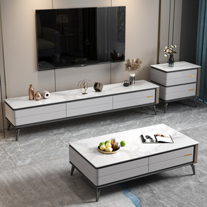 2023新款意式轻奢岩板沙发茶几电视柜组合现代简约家用客厅小户型
