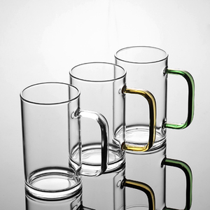 康韵透明玻璃杯子带把水杯家用套装喝水牛奶杯大容量办公泡茶茶杯