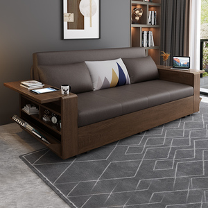 伊思帕实木沙发床科技布可折叠多功能两用现代简约小户型客厅双人