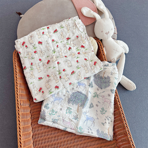 竹纤维包巾夏季薄款浴巾初新生婴儿纱巾婴儿兔年2层速干超柔盖毯