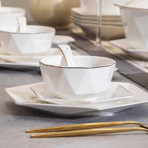 釉下彩碗碟套装家用日式简约饭碗面碗盘子鱼盘单只装陶瓷餐具碗盘