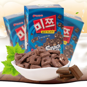 韩国进口好丽友棋子饼干84克巧克力脆米夹心空心儿童好吃休闲零食