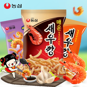 韩国进口农心虾条片90克好吃解馋辣味小零食包装虾米条膨化鲜虾条
