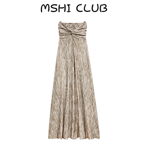 MSHI CLUB韩版设计感抹胸连衣裙女2024夏季新款优雅减龄显瘦长裙
