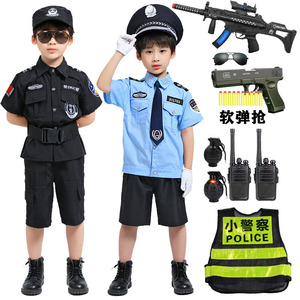 儿童小警察玩具套装黑猫警帽子男孩特种兵作战装备特警衣服长短袖