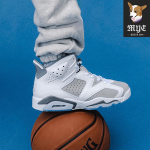 耐克Air Jordan 6 AJ6 白灰男女复实战防滑复古篮球鞋384665-100