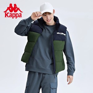 Kappa卡帕羽绒马甲2022冬款男运动羽绒连帽防寒背心外套K0C72NY01