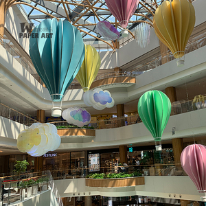 购物中心美陈中庭装饰空中吊饰大型热幻彩气球云朵艺术展陈