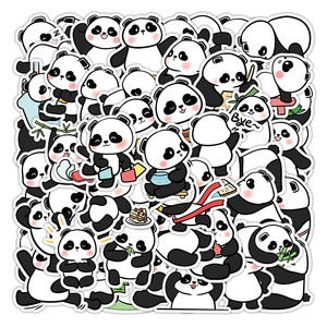53张卡通熊猫儿童奖励表情贴 手机平板电动车水杯笔记本防水贴纸