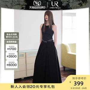 UR2024夏季女装时髦高街拼接腰带设计感A型连衣裙UWJ740011