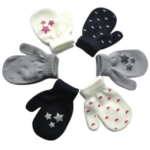 新款幼儿园儿童冬季保暖 防抓 包指手套 宝宝胶印可爱小手套