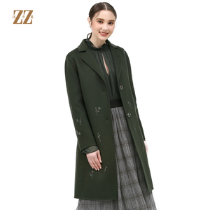 佐尔美新品冬季女装纯色百搭修身显瘦双面呢羊毛大衣外套E74SM16