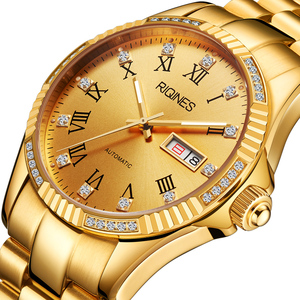 瑞士品牌十大名表正品牌机械表 黄金手表男款18K金表男纯金色男表