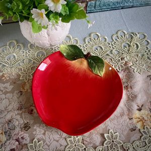 方亚平平安安红苹果陶瓷餐盘菜盘点心盘沙拉盘水果盘干果盘糖果盘
