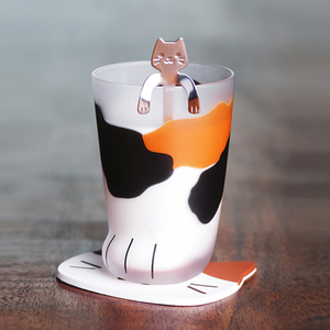 现货日本式玻璃杯ins风耐高温可爱女猫脚奶牛猫咪猫爪杯 网红创意