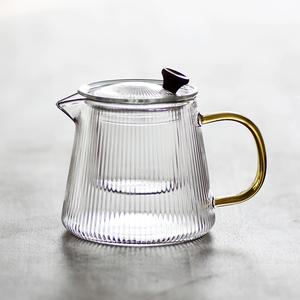 竖条纹耐热玻璃茶壶耐热加厚煮水壶煮茶可电炉加热家用玻璃泡茶壶