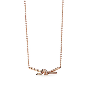 【韩国专柜】全新正品Tiffany蒂芙尼knot项链18k玫瑰金黄金镶钻