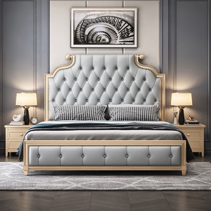 美式轻奢实木床简约现代1.8m主卧高端大气双人软包床2024新款婚床