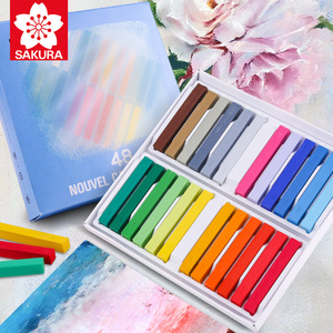 日本SAKURA樱花色粉笔 48色24色12色绘画素描上色 粉彩绘颜料粉笔 画笔色粉棒色粉画画套装手绘 美术用品工具