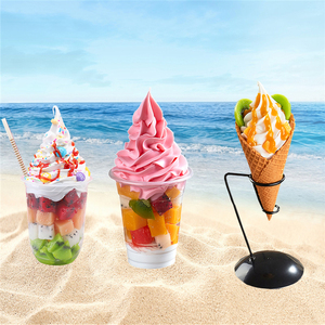 仿真圣代杯水果冰淇淋模型冷饮圣代道具食物食品模型假冰激凌样品
