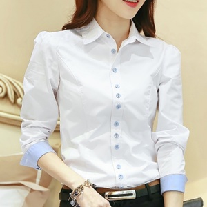 职业装白衬衫女韩版长袖大码气质百搭防走光显瘦上衣上班工作衬衣