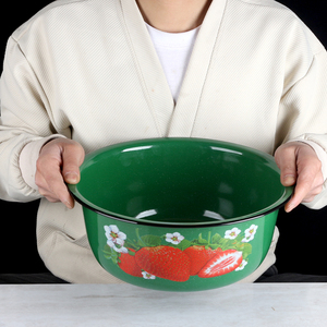 加厚搪瓷盆家用汤盆和面发面盆餐厅菜盆复古老式洗菜盆厨房调料盆