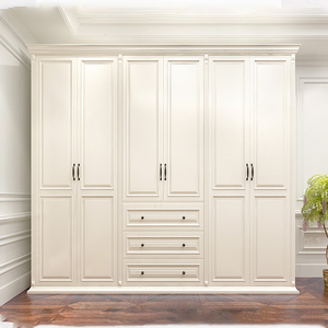 美式衣柜实木轻奢整体大衣橱现代简约白色储物柜推拉门卧室储物柜