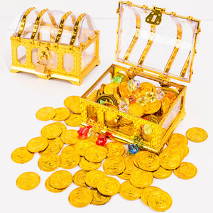 儿童海盗寻宝藏盒箱仿真七彩水晶宝石男孩女孩亲子互动金币玩具