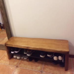 实木换鞋凳家用进门双层实木长凳创意鞋架门口穿鞋凳储物凳鞋柜
