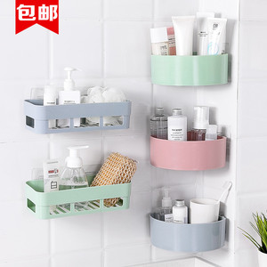 免打孔厨房卫生间浴室置物架肥皂盒吸壁收纳架塑料无痕吸盘三角架