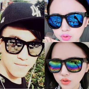 太阳镜2021水银反光墨镜复古方框炫彩镜面眼镜明星款男女潮人韩版